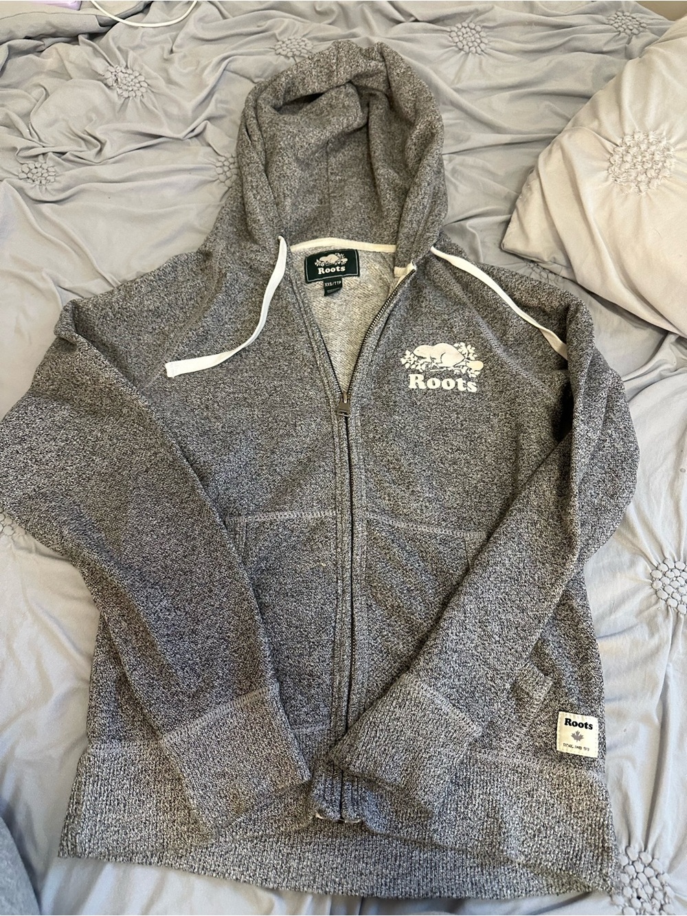 Roots Women's Gray Teddy Zip-Up Hoodie Jacket